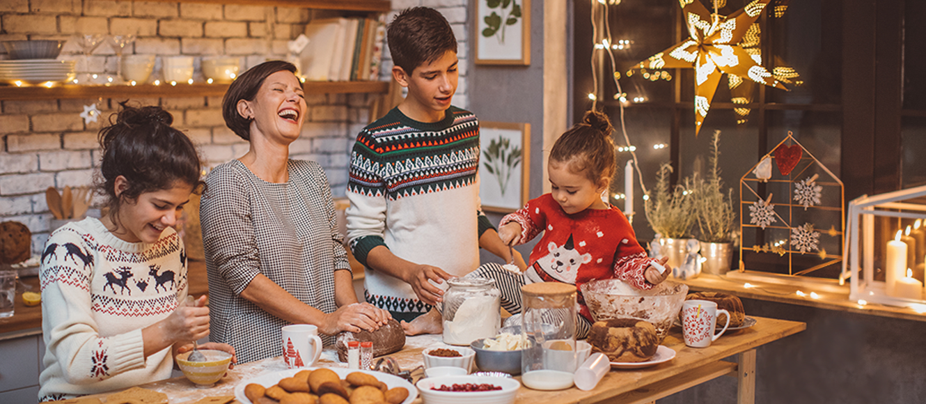 Family baking for the holidays.