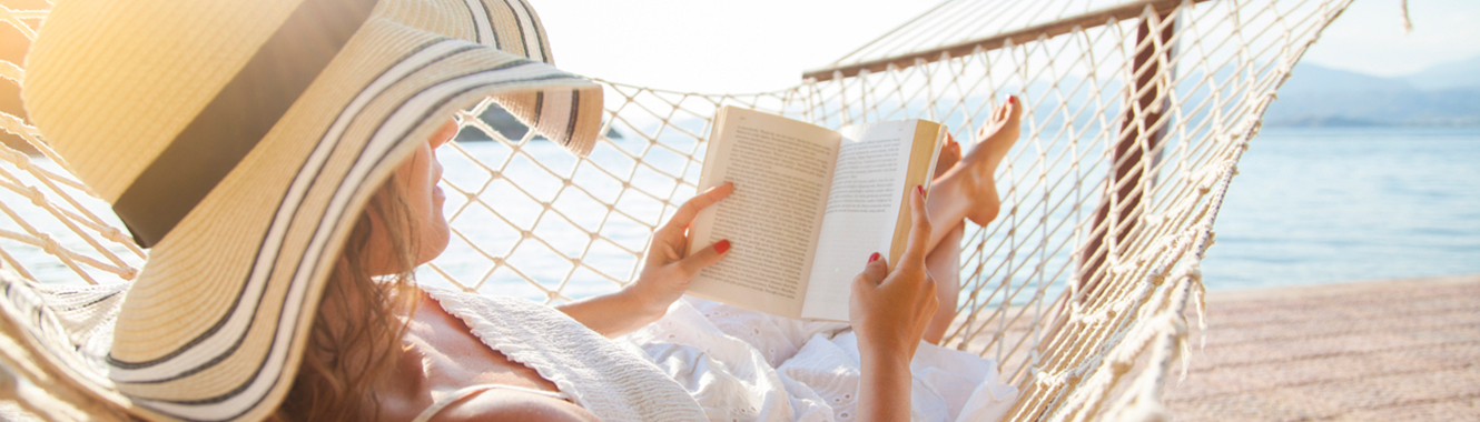 Woman relaxing on a hammock.