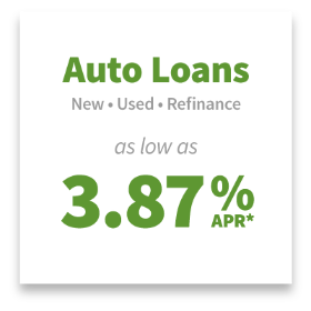 Auto Loans: new, used, or refinanced
as low as 3.87% APR*.